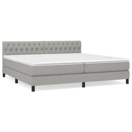 Sommier à lattes de lit avec matelas Gris clair 200x200cm Tissu 2