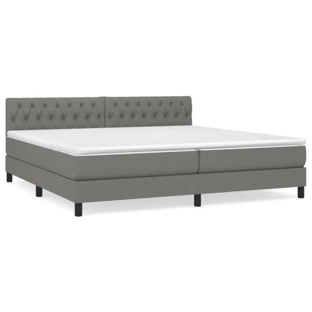 Sommier à lattes de lit avec matelas Gris foncé 200x200cm Tissu