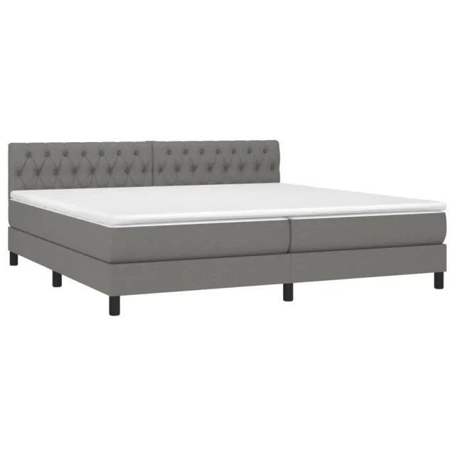 Sommier à lattes de lit avec matelas Gris foncé 200x200cm Tissu
