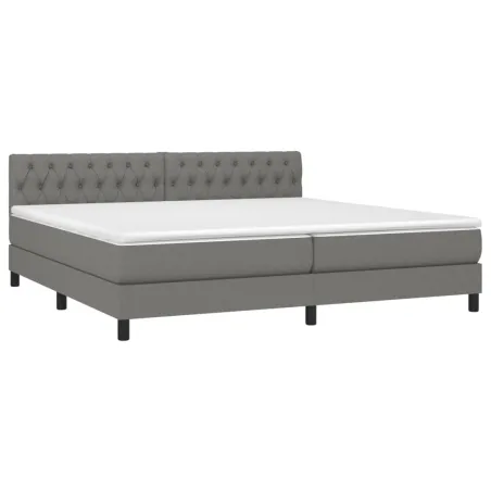 Sommier à lattes de lit avec matelas Gris foncé 200x200cm Tissu