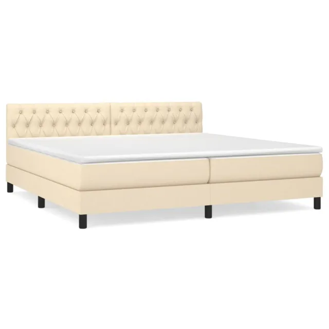 Sommier à lattes de lit avec matelas Crème 200x200 cm Tissu