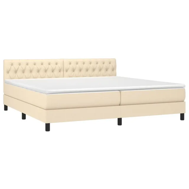 Sommier à lattes de lit avec matelas Crème 200x200 cm Tissu