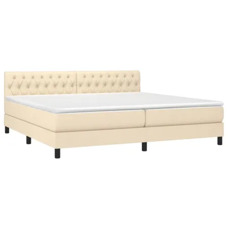 Sommier à lattes de lit avec matelas Crème 200x200 cm Tissu