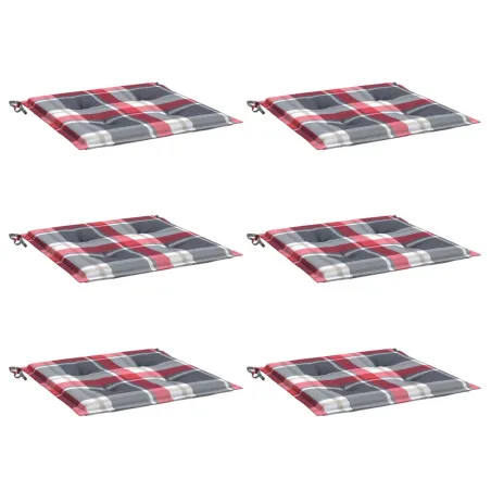 Coussins de chaise de jardin lot de 6 carreaux rouges 40x40x4cm