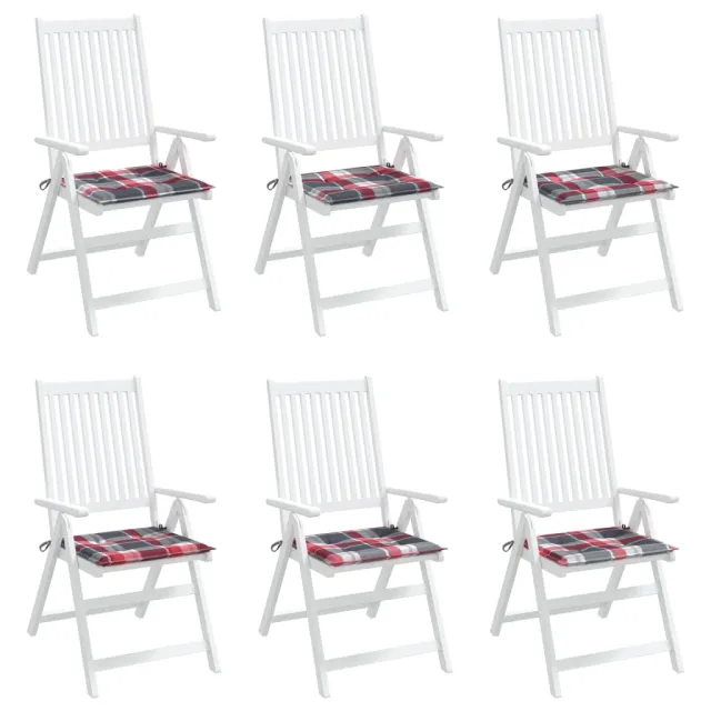 Coussins de chaise de jardin lot de 6 carreaux rouges 40x40x4cm