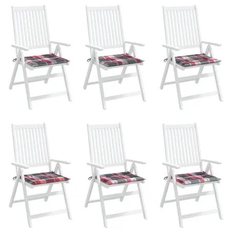 Coussins de chaise de jardin lot de 6 carreaux rouges 40x40x4cm