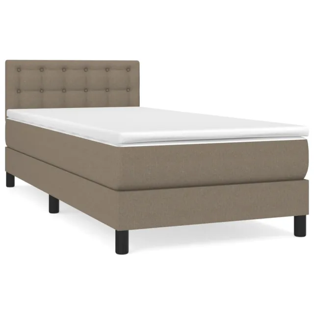 Sommier à lattes de lit avec matelas Taupe 90x200 cm Tissu