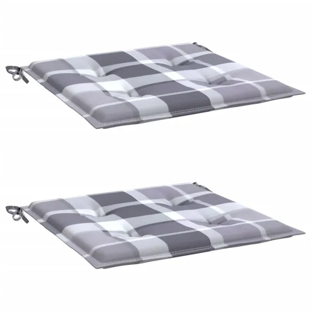 Coussins de chaise de jardin lot de 2 carreaux gris 40x40x4 cm