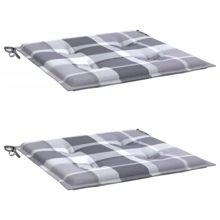 Coussins de chaise de jardin lot de 2 carreaux gris 40x40x4 cm