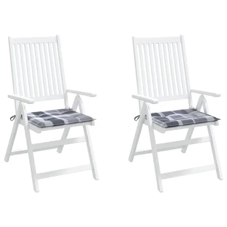 Coussins de chaise de jardin lot de 2 carreaux gris 40x40x4 cm
