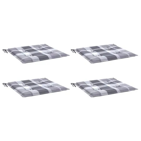 Coussins de chaise de jardin lot de 4 carreaux gris 40x40x4 cm