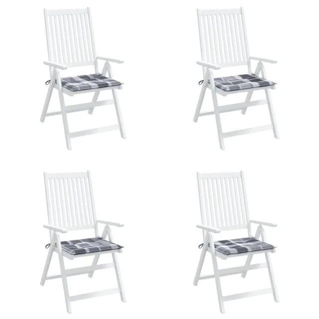 Coussins de chaise de jardin lot de 4 carreaux gris 40x40x4 cm