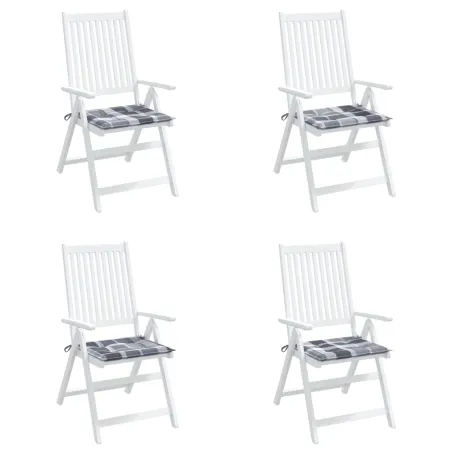 Coussins de chaise de jardin lot de 4 carreaux gris 40x40x4 cm