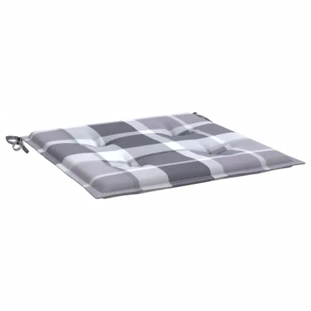 Coussins de chaise de jardin lot de 4 carreaux gris 40x40x4 cm