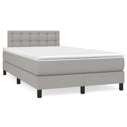 Sommier à lattes de lit avec matelas Gris clair 120x200cm Tissu 2