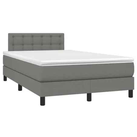 Sommier à lattes de lit avec matelas Gris foncé 120x200cm Tissu