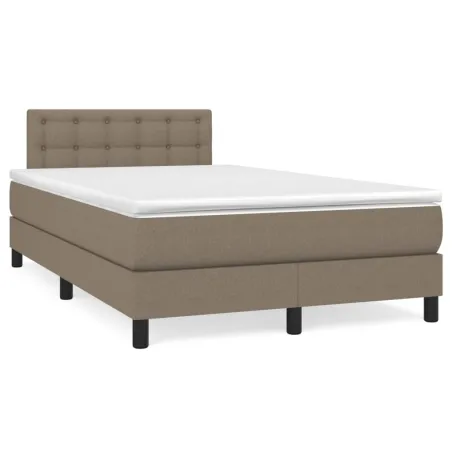 Sommier à lattes de lit avec matelas Taupe 120x200 cm Tissu
