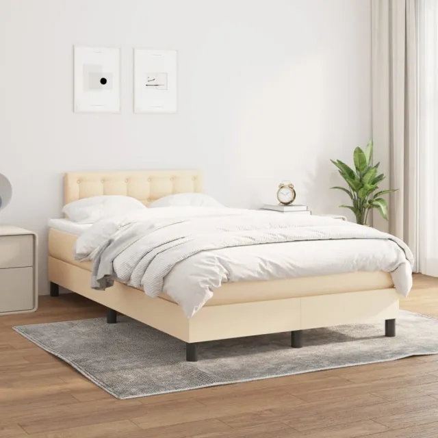 Sommier à lattes de lit avec matelas Crème 120x200 cm Tissu