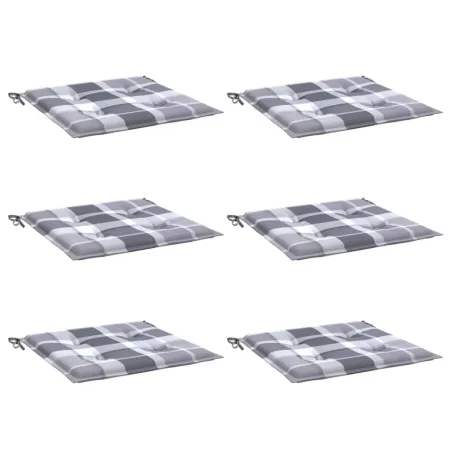 Coussins de chaise de jardin lot de 6 carreaux gris 40x40x4 cm