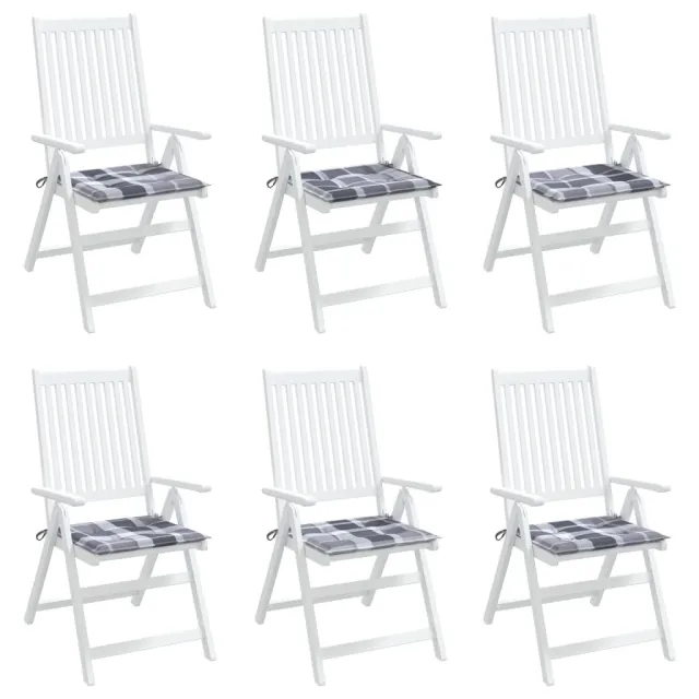Coussins de chaise de jardin lot de 6 carreaux gris 40x40x4 cm