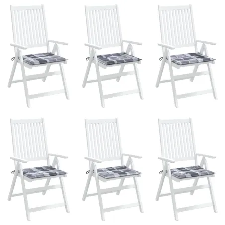 Coussins de chaise de jardin lot de 6 carreaux gris 40x40x4 cm
