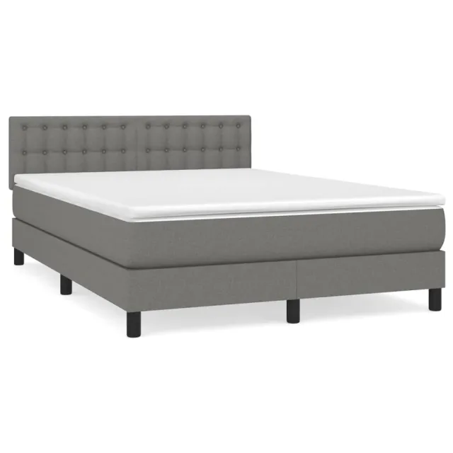 Sommier à lattes de lit avec matelas Gris foncé 140x190cm Tissu