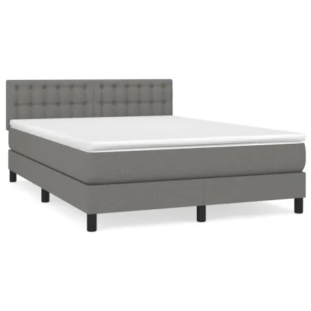 Sommier à lattes de lit avec matelas Gris foncé 140x190cm Tissu
