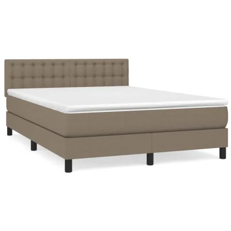 Sommier à lattes de lit avec matelas Taupe 140x190 cm Tissu