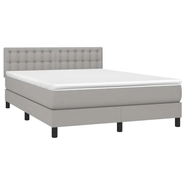 Sommier à lattes de lit avec matelas Gris clair 140x200cm Tissu