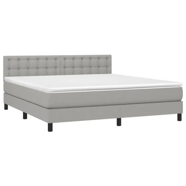 Sommier à lattes de lit avec matelas Gris clair 180x200cm Tissu
