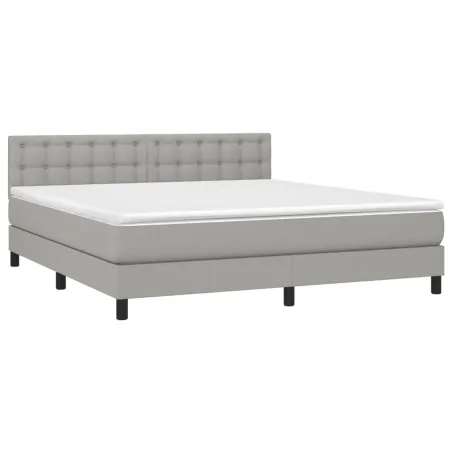 Sommier à lattes de lit avec matelas Gris clair 180x200cm Tissu