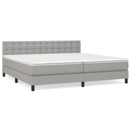 Sommier à lattes de lit avec matelas Gris clair 200x200cm Tissu 2