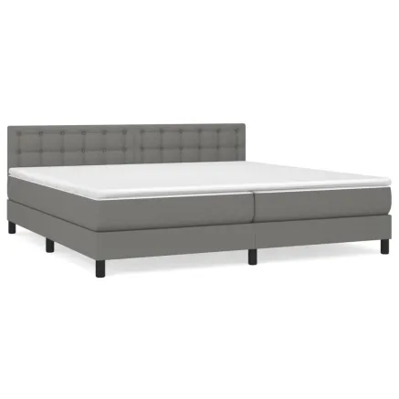 Sommier à lattes de lit avec matelas Gris foncé 200x200cm Tissu 2