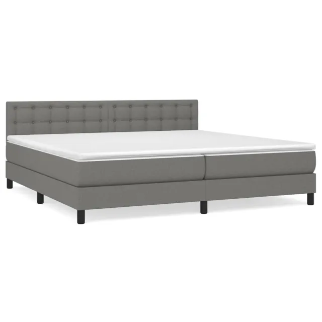 Sommier à lattes de lit avec matelas Gris foncé 200x200cm Tissu