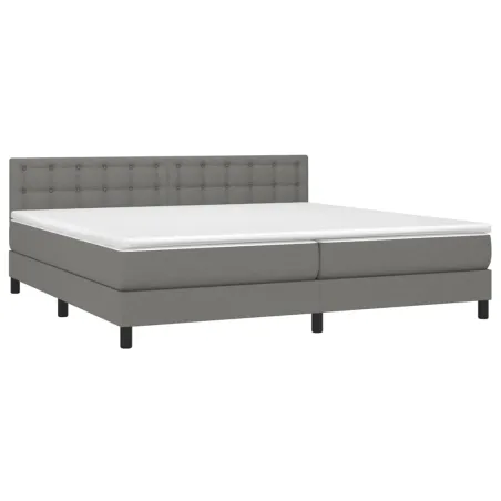 Sommier à lattes de lit avec matelas Gris foncé 200x200cm Tissu
