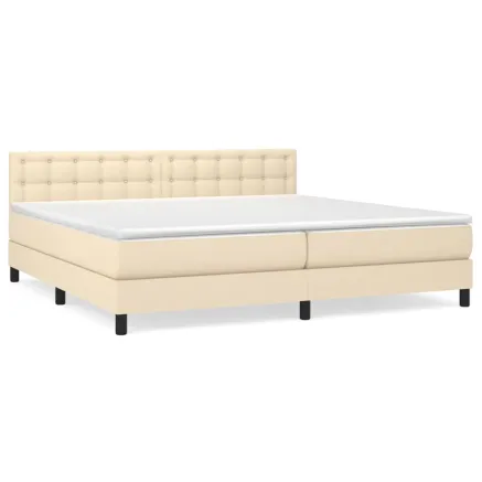 Sommier à lattes de lit avec matelas Crème 200x200 cm Tissu 2
