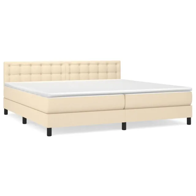 Sommier à lattes de lit avec matelas Crème 200x200 cm Tissu