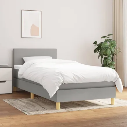 Sommier à lattes de lit avec matelas Gris clair 80x200 cm Tissu