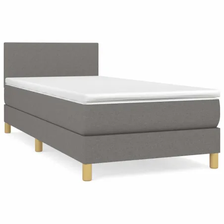 Sommier à lattes de lit avec matelas Gris foncé 80x200 cm Tissu