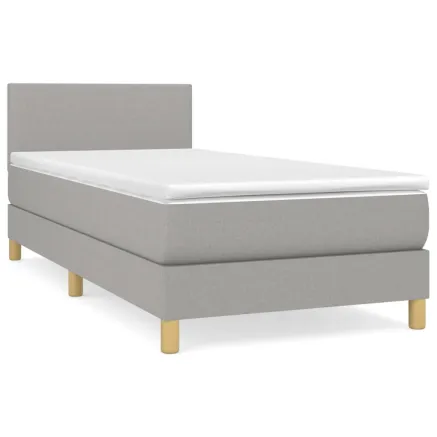 Sommier à lattes de lit avec matelas Gris clair 90x200 cm Tissu 2