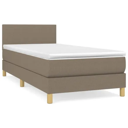 Sommier à lattes de lit avec matelas Taupe 90x200 cm Tissu 2