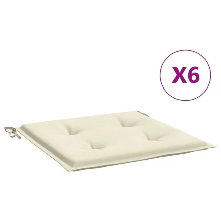 Coussins de chaise jardin lot de 6 crème 50x50x4cm tissu oxford 2