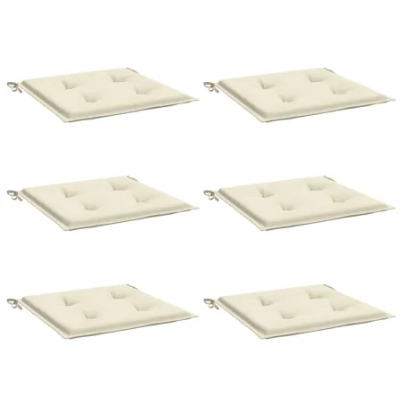 Coussins de chaise jardin lot de 6 crème 50x50x4cm tissu oxford