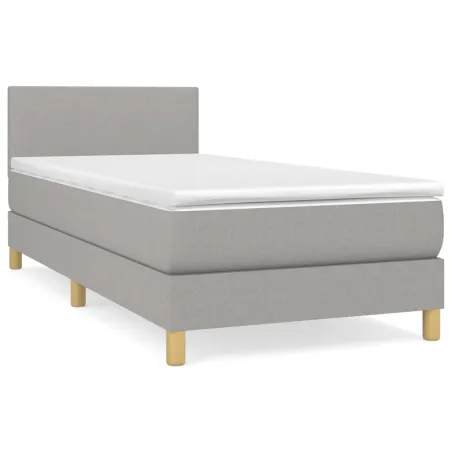 Sommier à lattes de lit avec matelas Gris clair 100x200cm Tissu