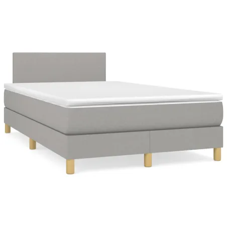 Sommier à lattes de lit avec matelas Gris clair 120x200cm Tissu