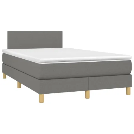 Sommier à lattes de lit avec matelas Gris foncé 120x200cm Tissu