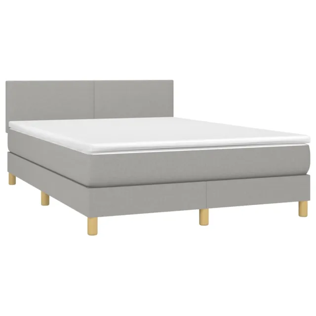 Sommier à lattes de lit avec matelas Gris clair 140x190cm Tissu