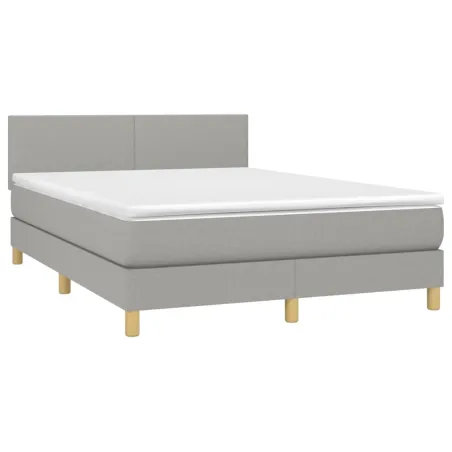 Sommier à lattes de lit avec matelas Gris clair 140x190cm Tissu