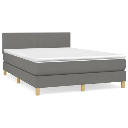 Sommier à lattes de lit avec matelas Gris foncé 140x190cm Tissu 2