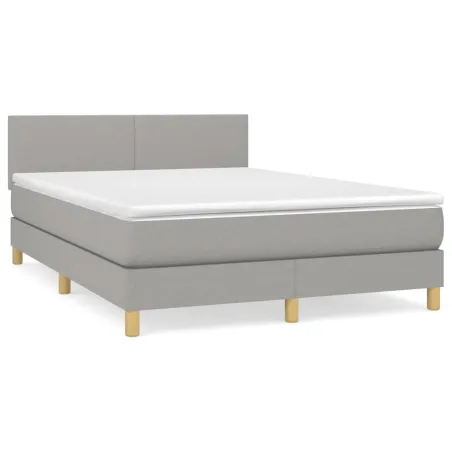 Sommier à lattes de lit avec matelas Gris clair 140x200cm Tissu